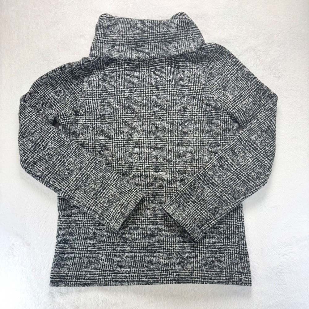 J.Crew Womens Plaid Cowl Neck Long Sleeve Knit Top Black White Raglan Sweater